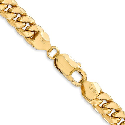 14k Semi-Solid Miami Cuban Link Chains - 7.30 mm