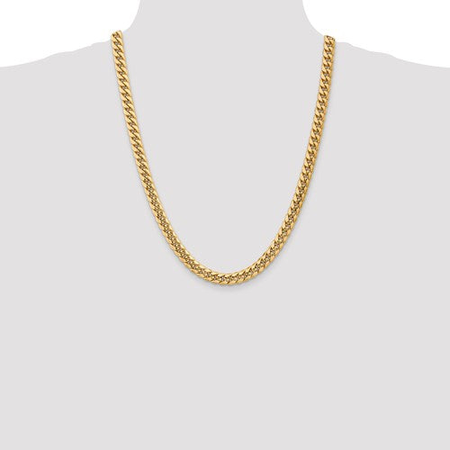 14k Semi-Solid Miami Cuban Link Chains - 7.30 mm