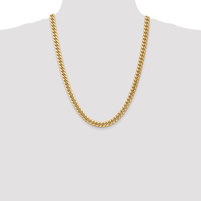 14k Semi-Solid Miami Cuban Link Chains - 7.30 mm