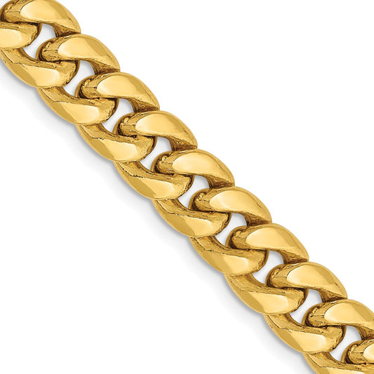 14k Semi-Solid Miami Cuban Link Chains - 7.30 mm