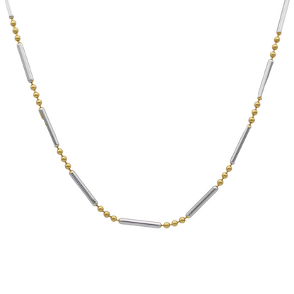 14k Two-Tone Beaded Bar Chain - 1.50 mm