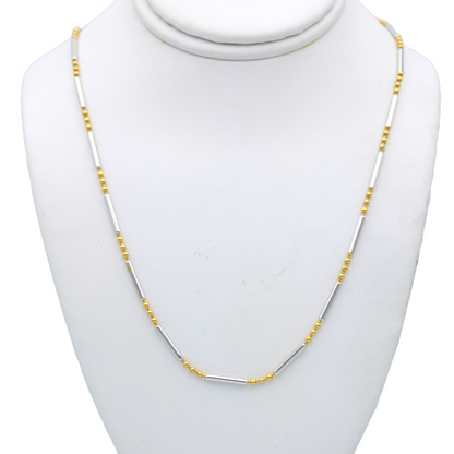 14k Two-Tone Beaded Bar Chain - 1.50 mm