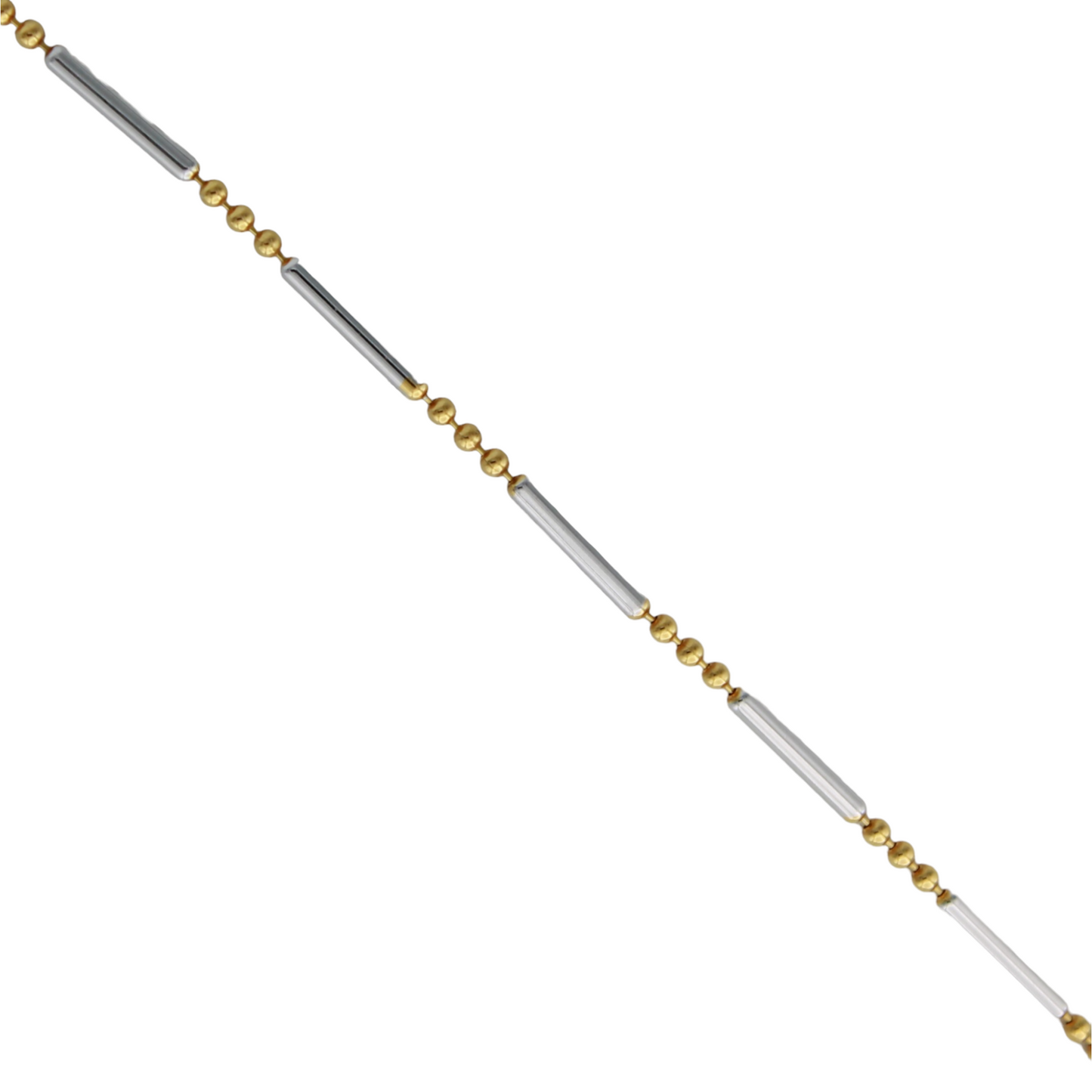 14k Two-Tone Beaded Bar Chain - 1.50 mm