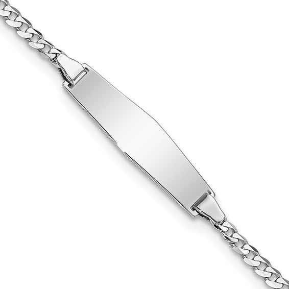 14k White Curb Link Baby ID Bracelet