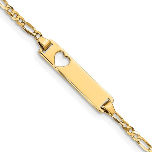 14k Cut-Out Heart Figaro Link Baby ID Bracelet