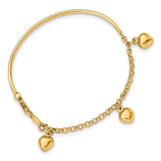 14k Dangle Heart Baby Bracelet