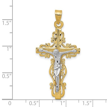 14k Two-Tone Crucifix Pendant