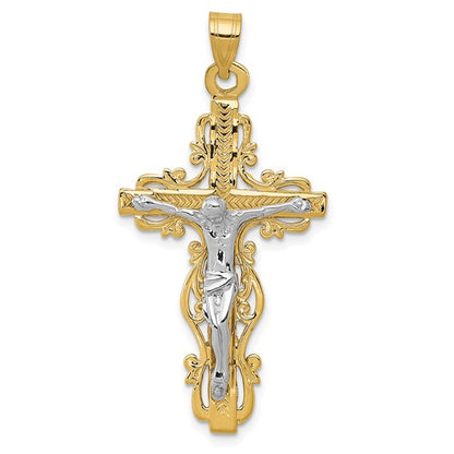 14k Two-Tone Crucifix Pendant