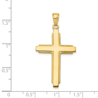 14k Polished Milgrain Cross