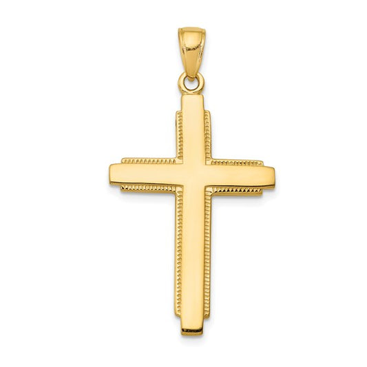 14k Polished Milgrain Cross