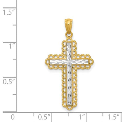 14k Two-Tone Cross Pendant