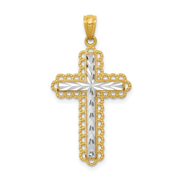 14k Two-Tone Cross Pendant