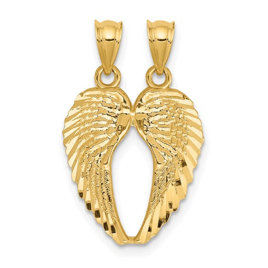 14k Break Apart Angel Wings Charm Pendant