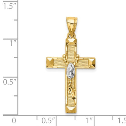 14k Two-Tone Rosary Crucifix Pendant