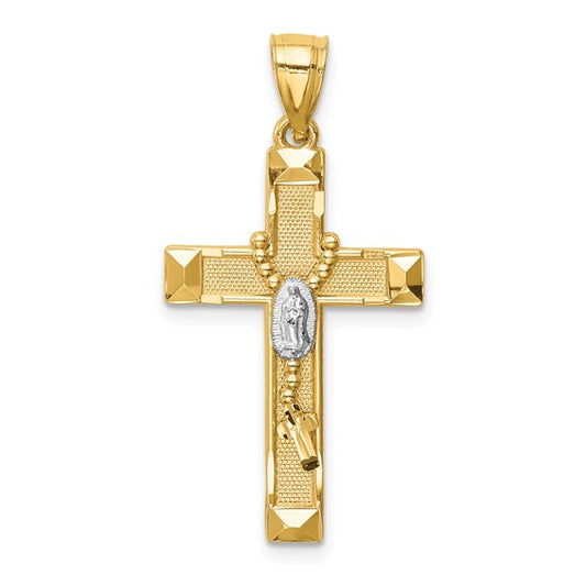 14k Two-Tone Rosary Crucifix Pendant