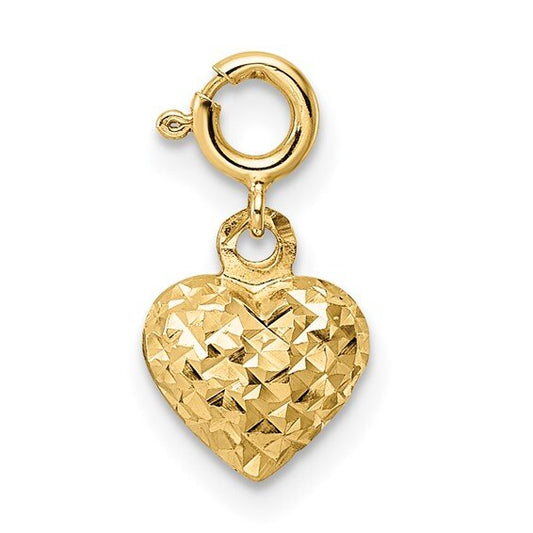 14k Gold Diamond-Cut Heart Charm