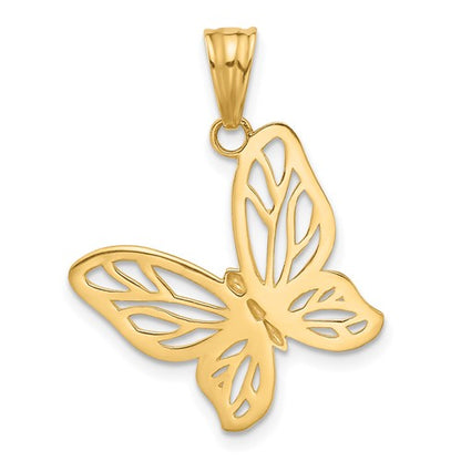 14k Two-Tone Diamond-Cut Butterfly Pendant