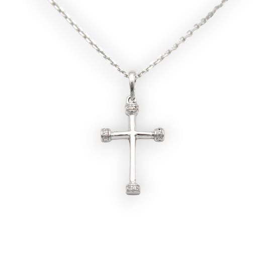 14k White Diamond Cross Pendant