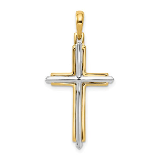 14k Two-Tone Cross Pendant