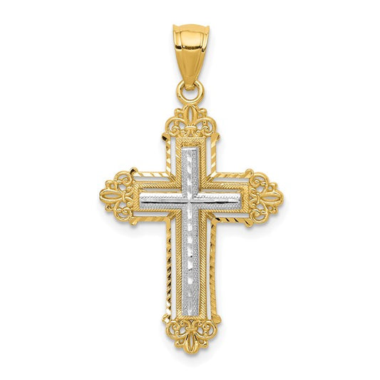14k Two-Tone Cross Pendant