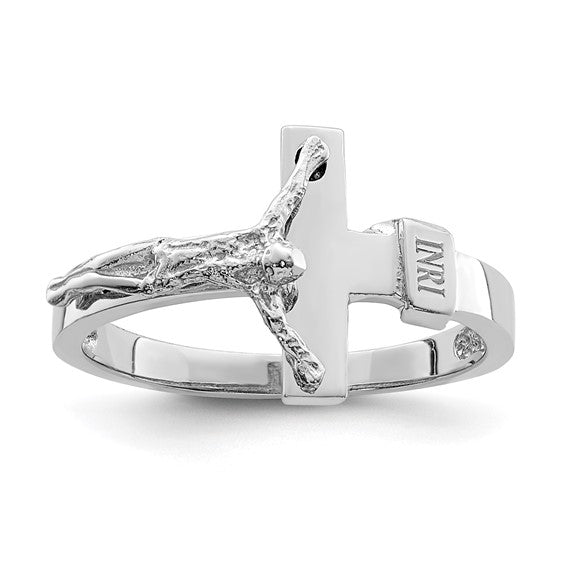 14k White Crucifix Ring