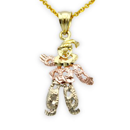 14k Tri-Color Flexible Clown Charm