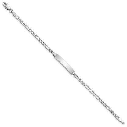 14k White Figaro Link Baby ID Bracelet 2.25 mm