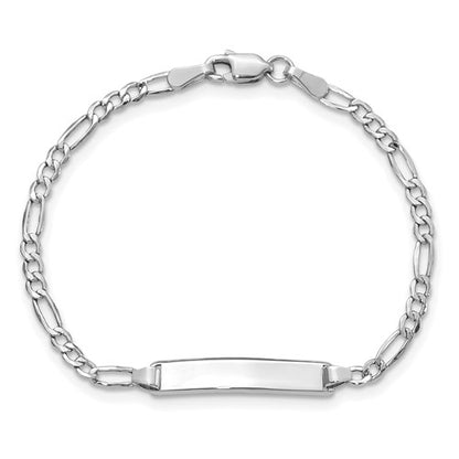 14k White Figaro Link Baby ID Bracelet 2.25 mm