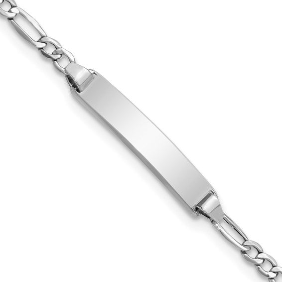 14k White Figaro Link Baby ID Bracelet 2.25 mm