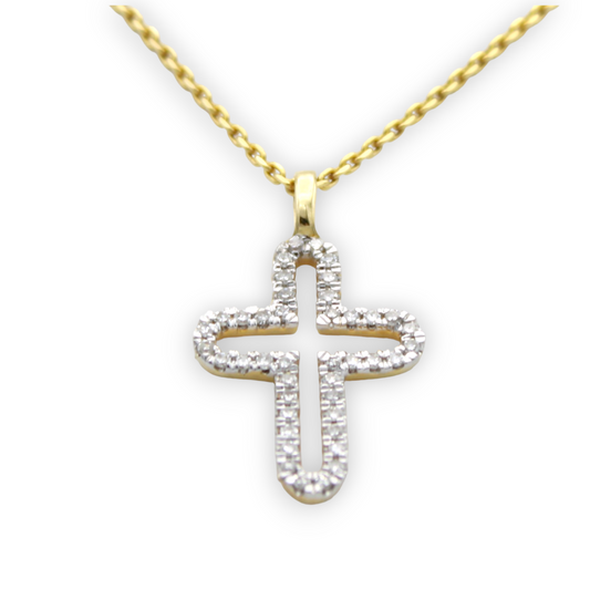 14k Diamond Cross Pendant