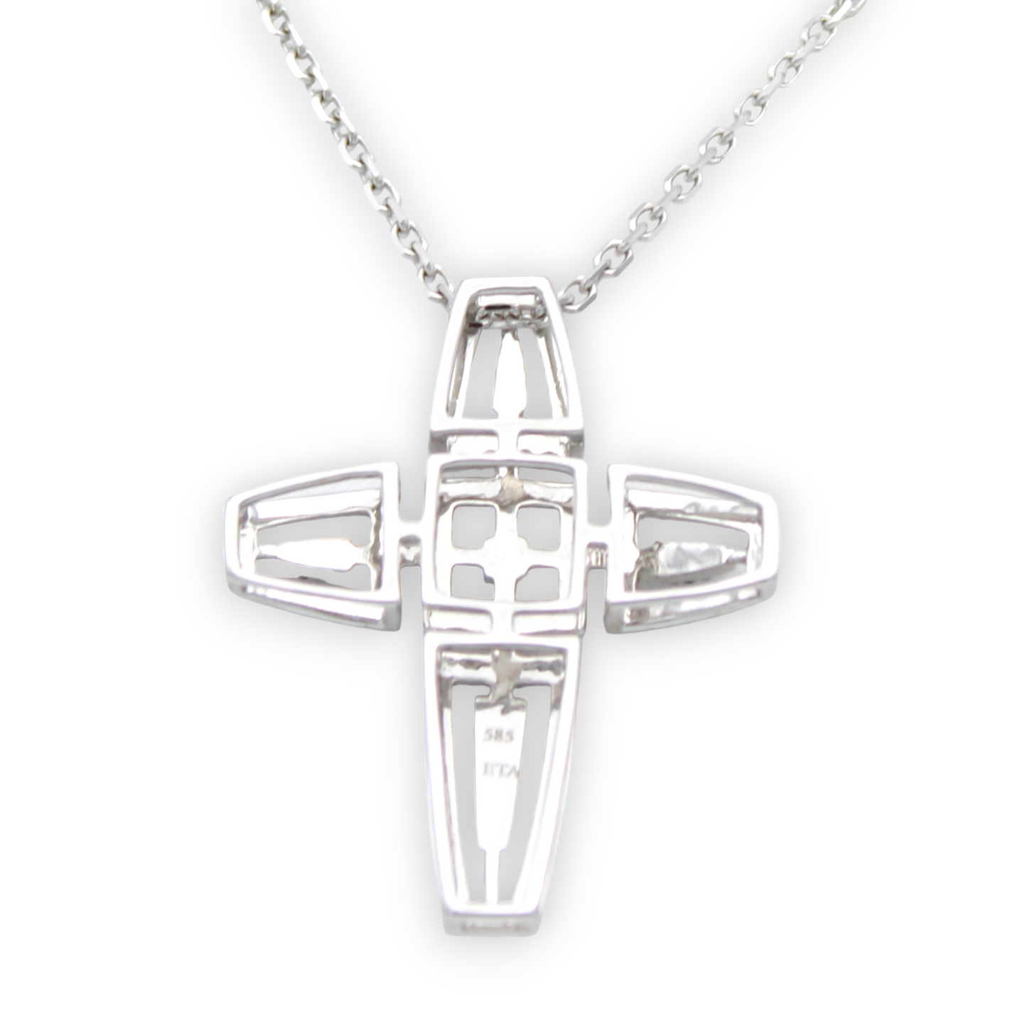 14k White Diamond Cross Pendant