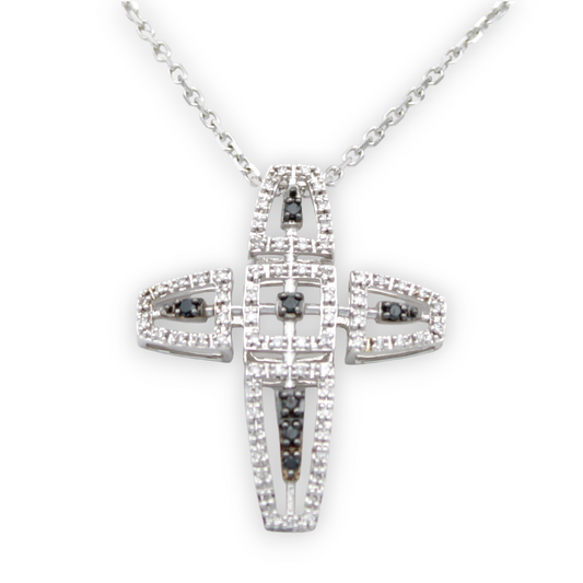 14k White Diamond Cross Pendant