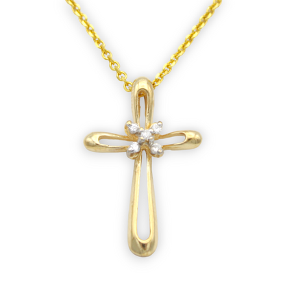 14k Diamond Cross Pendant