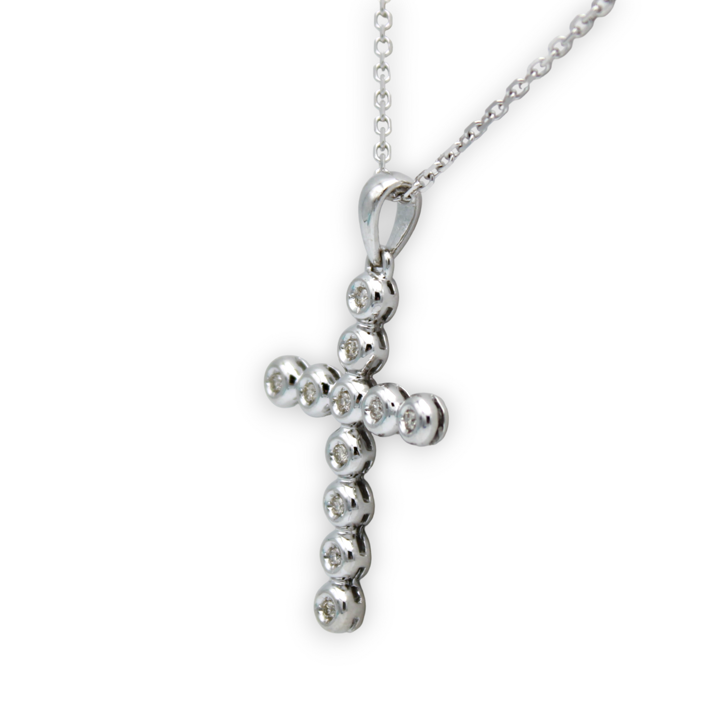 14k White Diamond Cross Pendant