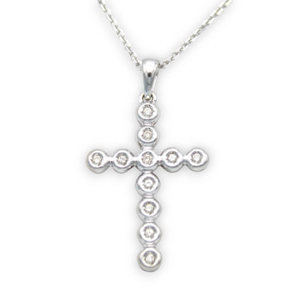 14k White Diamond Cross Pendant