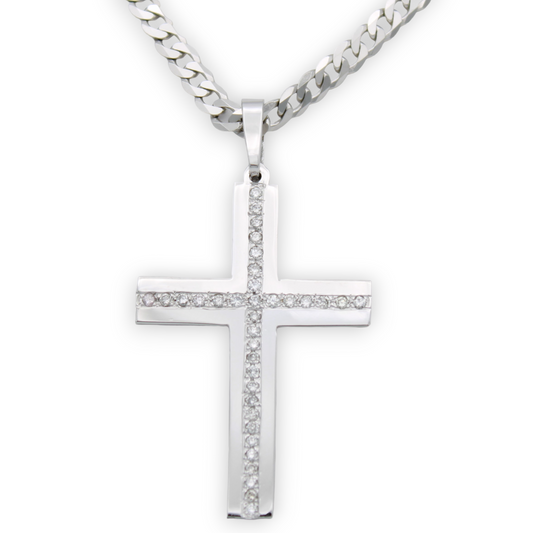 14k White Diamond Cross Pendant