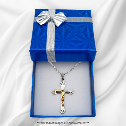 14k Two-Tone Diamond Cross Pendant