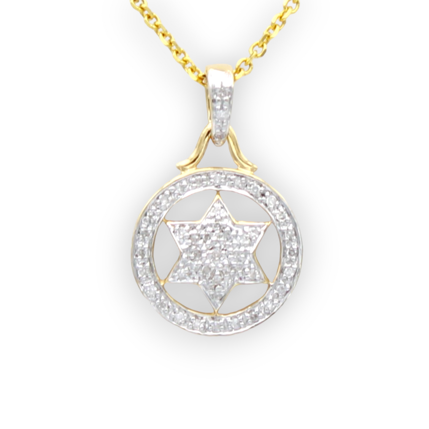 14k Two-Tone Diamond Star of David Pendant