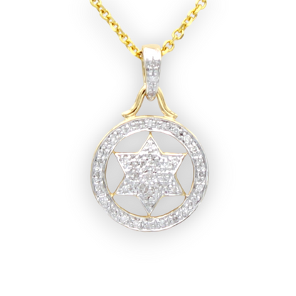 14k Two-Tone Diamond Star of David Pendant