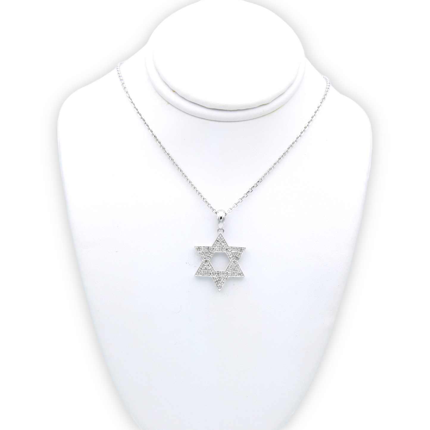 14k White Diamond Star of David Pendant