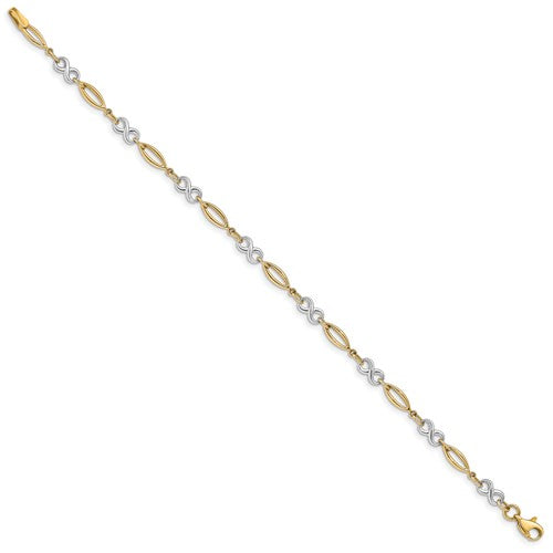 14k Two-Tone Gold Polished Infinity Bracelet