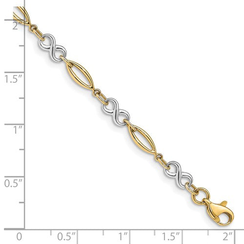 14k Two-Tone Gold Polished Infinity Bracelet