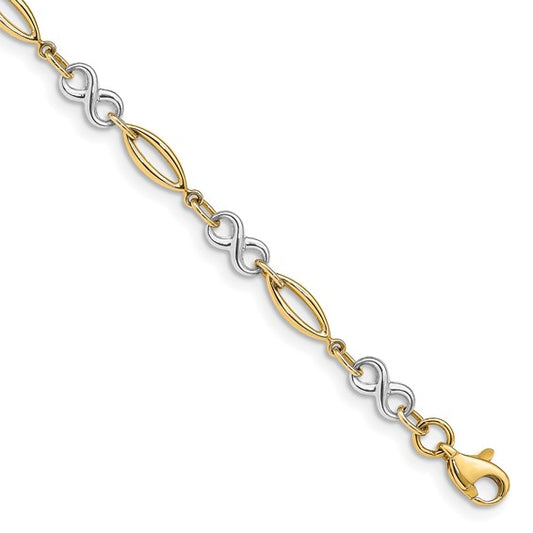 14k Two-Tone Gold Polished Infinity Bracelet