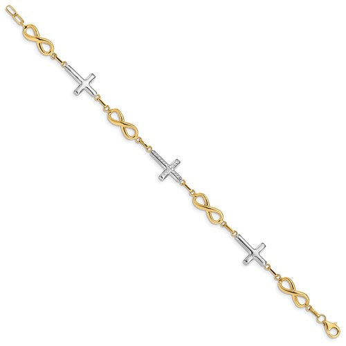 14k Two-Tone Infinity Cross Bracelet