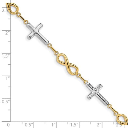 14k Two-Tone Infinity Cross Bracelet