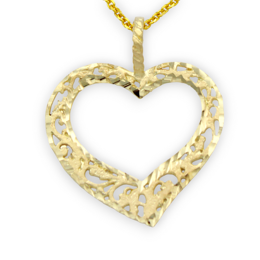 14k Filigree Heart Charm