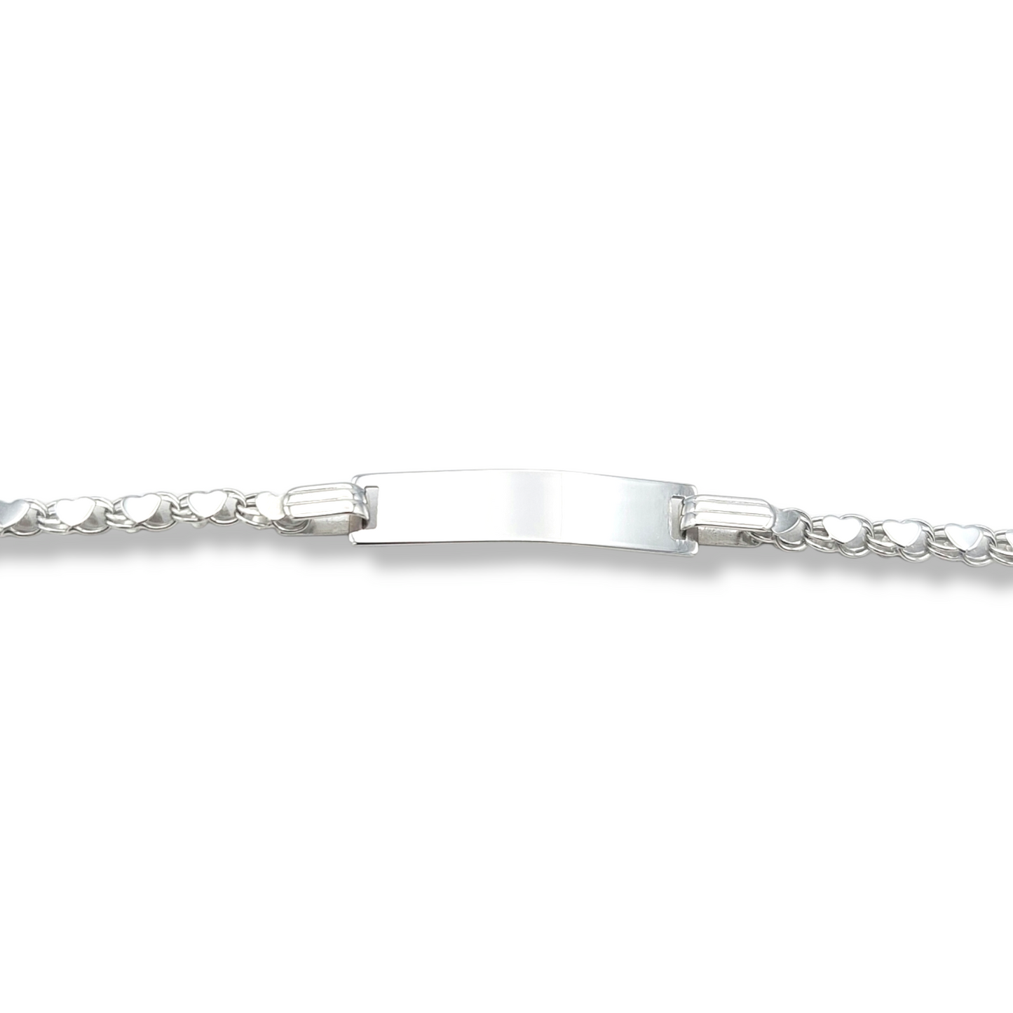 14k White Gold Children's Double Sided Heart ID Bracelet