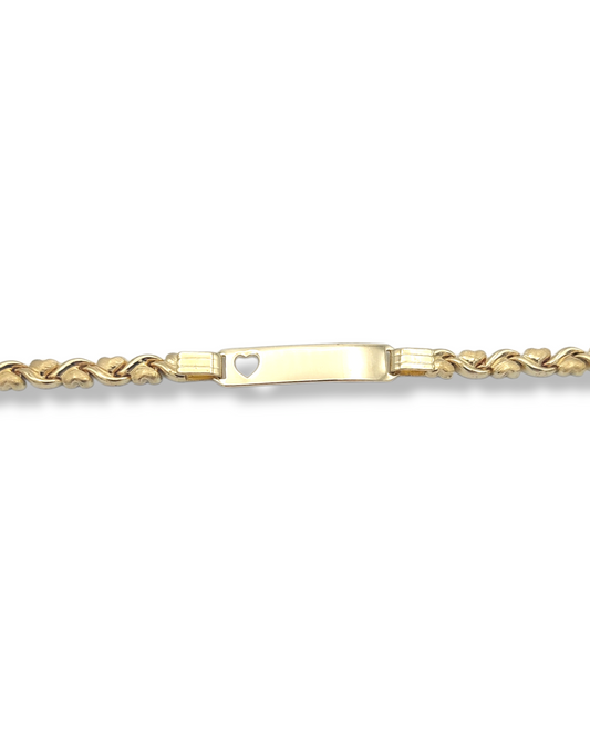 14k Children's Fancy Heart ID Bracelet