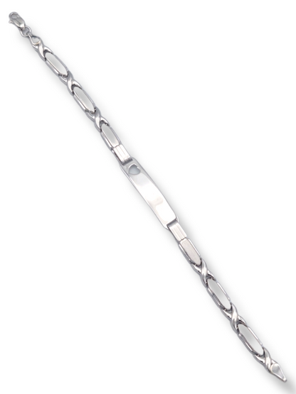 14k White Gold Children's X's & O's ID Bracelet