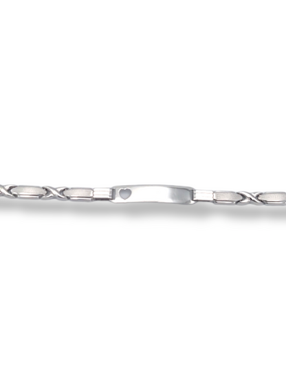 14k White Gold Children's X's & O's ID Bracelet